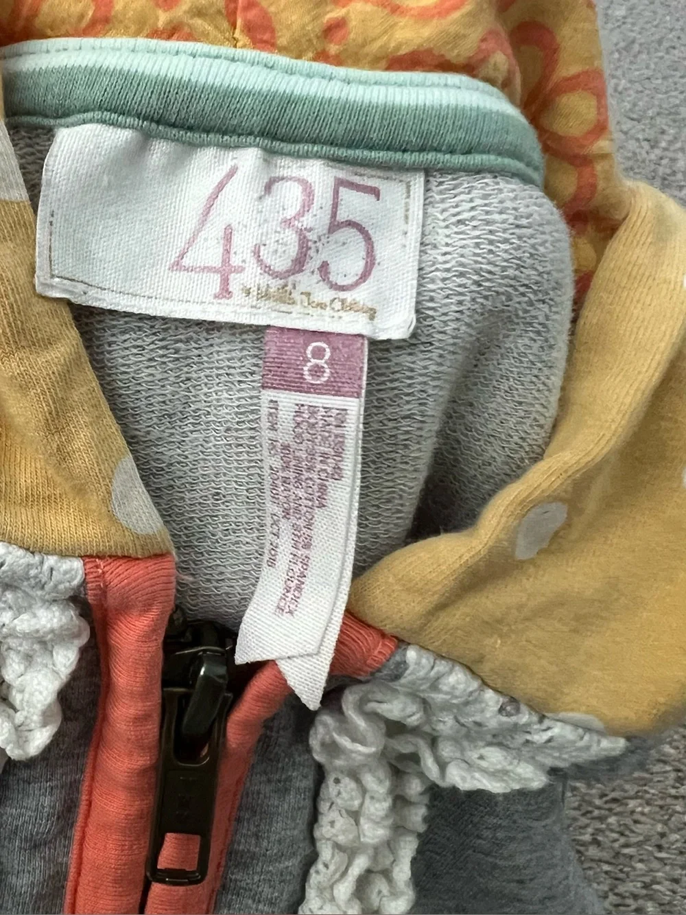 Girls Gray Hoodie with Coral Ruffle Trim